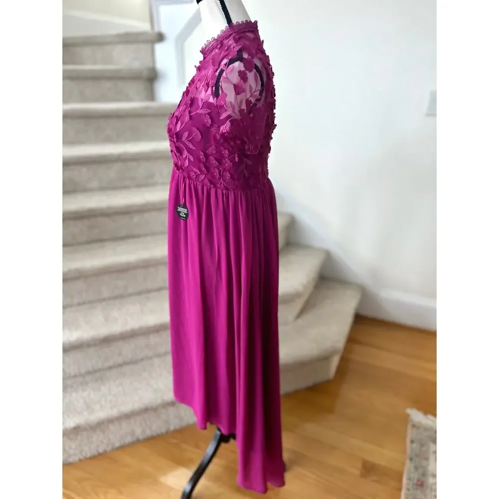 NWT Chi Chi London Maternity Andrica Pink Floral Applique High Low Dress